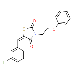 ChemSpider 2D Image | (5E)-5-(3-Fluorobenzylidene)-3-(2-phenoxyethyl)-1,3-thiazolidine-2,4-dione | C18H14FNO3S