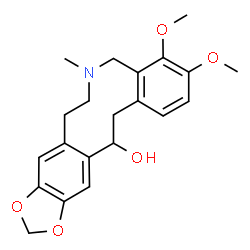 ChemSpider 2D Image | 3,4-Dimethoxy-6-methyl-5,6,7,8,14,15-hexahydrobenzo[c][1,3]benzodioxolo[5,6-g]azecin-14-ol | C21H25NO5