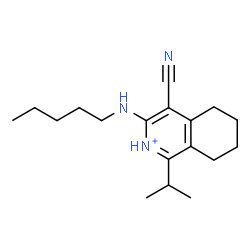 ChemSpider 2D Image | 4-Cyano-1-isopropyl-3-(pentylamino)-5,6,7,8-tetrahydroisoquinolinium | C18H28N3