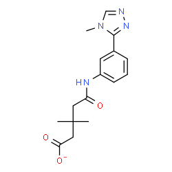 ChemSpider 2D Image | 3,3-Dimethyl-5-{[3-(4-methyl-4H-1,2,4-triazol-3-yl)phenyl]amino}-5-oxopentanoate | C16H19N4O3