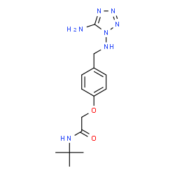 ChemSpider 2D Image | 2-(4-{[(5-Amino-1H-tetrazol-1-yl)amino]methyl}phenoxy)-N-(2-methyl-2-propanyl)acetamide | C14H21N7O2