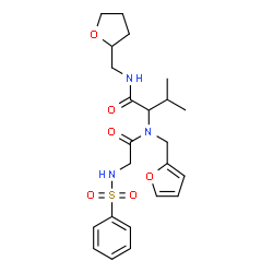 ChemSpider 2D Image | N-(Phenylsulfonyl)glycyl-N~2~-(2-furylmethyl)-N-(tetrahydro-2-furanylmethyl)valinamide | C23H31N3O6S