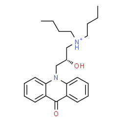 ChemSpider 2D Image | N-Butyl-N-[(2R)-2-hydroxy-3-(9-oxo-10(9H)-acridinyl)propyl]-1-butanaminium | C24H33N2O2