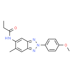 ChemSpider 2D Image | N-[2-(4-Methoxyphenyl)-6-methyl-2H-benzotriazol-5-yl]propanamide | C17H18N4O2