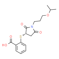 ChemSpider 2D Image | 2-{[(3S)-1-(3-Isopropoxypropyl)-2,5-dioxo-3-pyrrolidinyl]sulfanyl}benzoic acid | C17H21NO5S