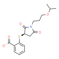 ChemSpider 2D Image | 2-{[(3R)-1-(3-Isopropoxypropyl)-2,5-dioxo-3-pyrrolidinyl]sulfanyl}benzoate | C17H20NO5S