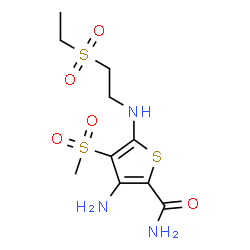 ChemSpider 2D Image | 3-Amino-5-{[2-(ethylsulfonyl)ethyl]amino}-4-(methylsulfonyl)-2-thiophenecarboxamide | C10H17N3O5S3
