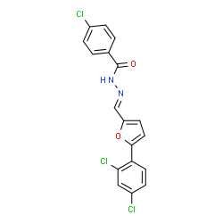 ChemSpider 2D Image | 4-Chloro-N'-{(E)-[5-(2,4-dichlorophenyl)-2-furyl]methylene}benzohydrazide | C18H11Cl3N2O2