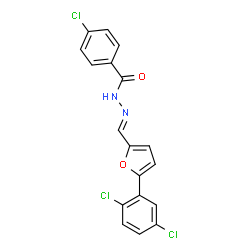 ChemSpider 2D Image | 4-Chloro-N'-{(E)-[5-(2,5-dichlorophenyl)-2-furyl]methylene}benzohydrazide | C18H11Cl3N2O2