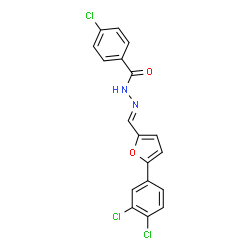 ChemSpider 2D Image | 4-Chloro-N'-{(E)-[5-(3,4-dichlorophenyl)-2-furyl]methylene}benzohydrazide | C18H11Cl3N2O2