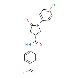 ChemSpider 2D Image | 4-({[(3R)-1-(4-Chlorophenyl)-5-oxo-3-pyrrolidinyl]carbonyl}amino)benzoate | C18H14ClN2O4