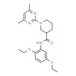 ChemSpider 2D Image | N-(2,5-Diethoxyphenyl)-1-(4,6-dimethyl-2-pyrimidinyl)-3-piperidinecarboxamide | C22H30N4O3