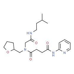 ChemSpider 2D Image | N-{2-[(3-Methylbutyl)amino]-2-oxoethyl}-N'-(2-pyridinyl)-N-(tetrahydro-2-furanylmethyl)succinamide | C21H32N4O4