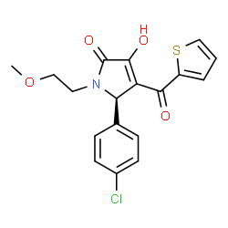 ChemSpider 2D Image | (5R)-5-(4-Chlorophenyl)-3-hydroxy-1-(2-methoxyethyl)-4-(2-thienylcarbonyl)-1,5-dihydro-2H-pyrrol-2-one | C18H16ClNO4S