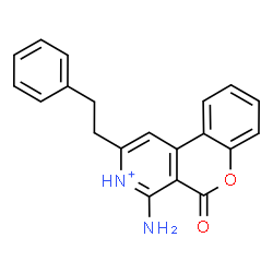 ChemSpider 2D Image | 4-Amino-5-oxo-2-(2-phenylethyl)-5H-chromeno[3,4-c]pyridin-3-ium | C20H17N2O2
