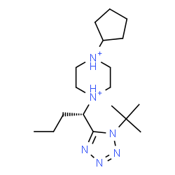 ChemSpider 2D Image | 1-Cyclopentyl-4-{(1S)-1-[1-(2-methyl-2-propanyl)-1H-tetrazol-5-yl]butyl}piperazinediium | C18H36N6