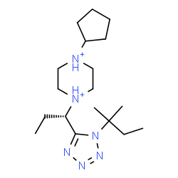 ChemSpider 2D Image | 1-Cyclopentyl-4-{(1S)-1-[1-(2-methyl-2-butanyl)-1H-tetrazol-5-yl]propyl}piperazinediium | C18H36N6