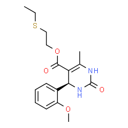 ChemSpider 2D Image | 2-(Ethylsulfanyl)ethyl (4S)-4-(2-methoxyphenyl)-6-methyl-2-oxo-1,2,3,4-tetrahydro-5-pyrimidinecarboxylate | C17H22N2O4S