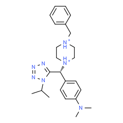 ChemSpider 2D Image | 1-Benzyl-4-[(R)-[4-(dimethylamino)phenyl](1-isopropyl-1H-tetrazol-5-yl)methyl]piperazinediium | C24H35N7