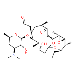 ChemSpider 2D Image | (1S,2R,3R,7R,8S,9S,10R,12R,16S)-3-Ethyl-7-hydroxy-2,8,12,16-tetramethyl-5,13-dioxo-10-(2-oxoethyl)-4,17-dioxabicyclo[14.1.0]heptadec-14-en-9-yl 3,4,6-trideoxy-3-(dimethylamino)-beta-D-xylo-hexopyranos
ide | C31H51NO9