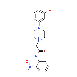 ChemSpider 2D Image | 4-(3-Methoxyphenyl)-1-{2-[(2-nitrophenyl)amino]-2-oxoethyl}piperazin-1-ium | C19H23N4O4