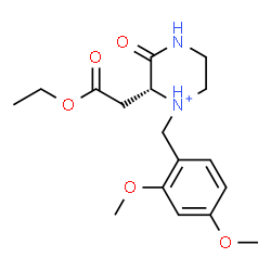 ChemSpider 2D Image | (2R)-1-(2,4-Dimethoxybenzyl)-2-(2-ethoxy-2-oxoethyl)-3-oxopiperazin-1-ium | C17H25N2O5