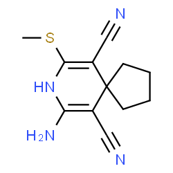 ChemSpider 2D Image | 7-Amino-9-(methylsulfanyl)-8-azaspiro[4.5]deca-6,9-diene-6,10-dicarbonitrile | C12H14N4S