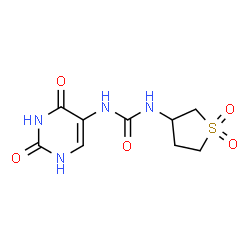 ChemSpider 2D Image | 1-(1,1-Dioxidotetrahydro-3-thiophenyl)-3-(2,4-dioxo-1,2,3,4-tetrahydro-5-pyrimidinyl)urea | C9H12N4O5S