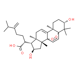 ChemSpider 2D Image | 2-[(2R,4R,5R,6R,10R,13S)-4,13-Dihydroxy-2,6,10,14,14-pentamethyl-16,17-dioxapentacyclo[13.2.2.0~1,9~.0~2,6~.0~10,15~]nonadeca-8,18-dien-5-yl]-6-methyl-5-methyleneheptanoic acid | C31H46O6