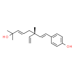 ChemSpider 2D Image | 4-[(1E,3S,5E)-7-Hydroxy-3,7-dimethyl-3-vinyl-1,5-octadien-1-yl]phenol | C18H24O2