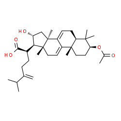 ChemSpider 2D Image | (3beta,16alpha)-3-Acetoxy-16-hydroxy-24-methylenelanosta-7,9(11)-dien-21-oic acid | C33H50O5