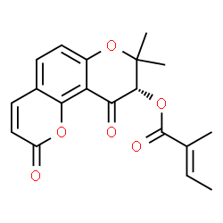 ChemSpider 2D Image | (9S)-8,8-Dimethyl-2,10-dioxo-9,10-dihydro-2H,8H-pyrano[2,3-f]chromen-9-yl (2E)-2-methyl-2-butenoate | C19H18O6