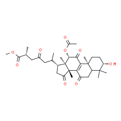 ChemSpider 2D Image | Methyl (3beta,5xi,12beta,25R)-12-acetoxy-3-hydroxy-7,11,15,23-tetraoxolanost-8-en-26-oate | C33H46O9