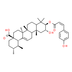 ChemSpider 2D Image | (2alpha,3beta,5xi,9xi)-2-Hydroxy-3-{[(2Z)-3-(4-hydroxyphenyl)-2-propenoyl]oxy}urs-12-en-28-oic acid | C39H54O6