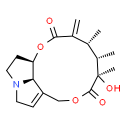 ChemSpider 2D Image | (4R,5S,6R,14aR,14bR)-6-Hydroxy-4,5,6-trimethyl-3-methylene-3,4,5,6,9,11,13,14,14a,14b-decahydro[1,6]dioxacyclododecino[2,3,4-gh]pyrrolizine-2,7-dione | C18H25NO5