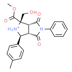 ChemSpider 2D Image | (1R,3S,3aS,6aR)-1-(Hydroxymethyl)-1-(methoxycarbonyl)-3-(4-methylphenyl)-4,6-dioxo-5-phenyloctahydropyrrolo[3,4-c]pyrrol-2-ium | C22H23N2O5