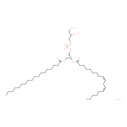 ChemSpider 2D Image | Sodium 2,3-dihydroxypropyl (2R)-2-[(9Z,12Z)-9,12-octadecadienoyloxy]-3-(stearoyloxy)propyl phosphate | C42H78NaO10P