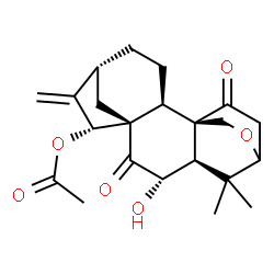 ChemSpider 2D Image | (5beta,6beta,8alpha,9beta,10alpha,13alpha,15beta)-6-Hydroxy-1,7-dioxo-3,20-epoxykaur-16-en-15-yl acetate | C22H28O6