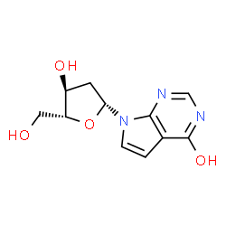 ChemSpider 2D Image | 7-(2-Deoxy-beta-D-erythro-pentofuranosyl)-7H-pyrrolo[2,3-d]pyrimidin-4-ol | C11H13N3O4