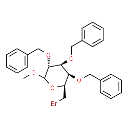 ChemSpider 2D Image | Methyl 2,3,4-tri-O-benzyl-6-bromo-6-deoxy-D-galactopyranoside | C28H31BrO5