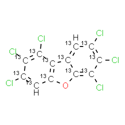 ChemSpider 2D Image | 1,2,3,6,7,8-Hexachloro(~13~C_12_)dibenzo[b,d]furan | 13C12H2Cl6O