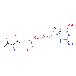 ChemSpider 2D Image | 3-Hydroxy-2-{[(6-hydroxy-2-imino-2,3-dihydro-9H-purin-9-yl)methoxy]methoxy}propyl valinate | C15H24N6O6