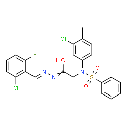ChemSpider 2D Image | N-[(E)-(2-Chloro-6-fluorophenyl)methylene]-2-[(3-chloro-4-methylphenyl)(phenylsulfonyl)amino]ethanehydrazonic acid | C22H18Cl2FN3O3S