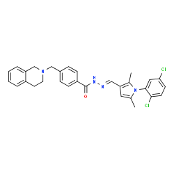 ChemSpider 2D Image | N'-{(E)-[1-(2,5-Dichlorophenyl)-2,5-dimethyl-1H-pyrrol-3-yl]methylene}-4-(3,4-dihydro-2(1H)-isoquinolinylmethyl)benzohydrazide | C30H28Cl2N4O