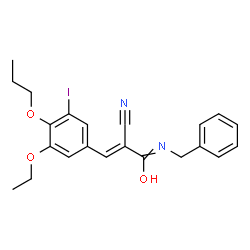 ChemSpider 2D Image | (2E)-N-Benzyl-2-cyano-3-(3-ethoxy-5-iodo-4-propoxyphenyl)-2-propenimidic acid | C22H23IN2O3
