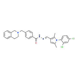 ChemSpider 2D Image | N'-{(E)-[1-(2,4-Dichlorophenyl)-2,5-dimethyl-1H-pyrrol-3-yl]methylene}-4-(3,4-dihydro-2(1H)-isoquinolinylmethyl)benzohydrazide | C30H28Cl2N4O