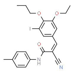 ChemSpider 2D Image | (2Z)-2-Cyano-3-(3-ethoxy-5-iodo-4-propoxyphenyl)-N-(4-methylphenyl)acrylamide | C22H23IN2O3