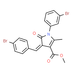 ChemSpider 2D Image | Methyl (4Z)-4-(4-bromobenzylidene)-1-(3-bromophenyl)-2-methyl-5-oxo-4,5-dihydro-1H-pyrrole-3-carboxylate | C20H15Br2NO3