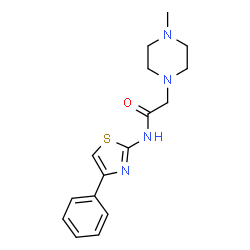 ChemSpider 2D Image | 2-(4-Methyl-1-piperazinyl)-N-(4-phenyl-1,3-thiazol-2-yl)acetamide | C16H20N4OS