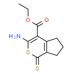 ChemSpider 2D Image | Ethyl 3-amino-1,5,6,7-tetrahydro-1-thioxocyclopenta[c]thiopyran-4-carboxylate | C11H13NO2S2